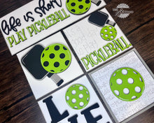 Load image into Gallery viewer, Pickleball Interchangeable Leaning Sign File SVG, Sports, Tiered Tray Glowforge, LuckyHeartDesignsCo