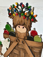 Load image into Gallery viewer, Highland Christmas For The Flower Basket Interchangeable File SVG (Original and TINY) Santa Christmas Cow Farm Glowforge LuckyHeartDesignsCo
