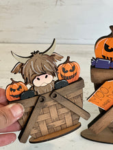 Load image into Gallery viewer, Highland Halloween For The Flower Basket Interchangeable File SVG, TINY Witch, Candy, Cow, Farm, Tiered Tray, Glowforge, LuckyHeartDesignsCo