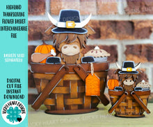 Load image into Gallery viewer, Highland Thanksgiving For The Flower Basket Interchangeable File SVG, TINY Pie Pumpkin Cow Farm, Tiered Tray, Glowforge, LuckyHeartDesignsCo