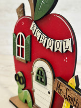 Load image into Gallery viewer, Apple Teacher Standing House File SVG, Apple, Pencil, Classroom, Pencil, Bookworm, Gift, Tiered Tray Glowforge, LuckyHeartDesignsCo