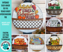 Load image into Gallery viewer, Patterned Door Hanger For The Flower Basket Interchangeable File SVG, Christmas Fall Spring Seasonal Holiday, Glowforge, LuckyHeartDesignsCo
