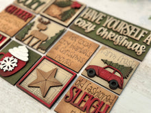 Load image into Gallery viewer, MINI Cozy Christmas Interchangeable Leaning Sign File SVG, Farmhouse, Deer, Tree, Hot Cocoa, Tiered Tray Glowforge, LuckyHeartDesignsCo