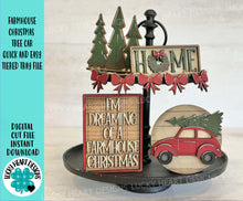 Load image into Gallery viewer, Farmhouse Christmas Tree Car Quick and Easy Tiered Tray File SVG, Holiday Truck Tier Tray Glowforge, LuckyHeartDesignsCo