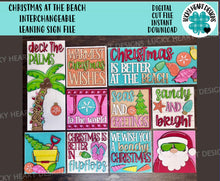 Load image into Gallery viewer, Christmas at the Beach Interchangeable Leaning Sign File SVG, Glowforge, Palm Tree, Shells, Tiered Tray, LuckyHeartDesignsCo