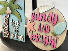 Load image into Gallery viewer, Christmas at the Beach Quick and Easy Tiered Tray File SVG, Glowforge, Tropical, Shells, Santa, Palm Tree, LuckyHeartDesignsCo