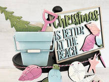 Load image into Gallery viewer, Christmas at the Beach Quick and Easy Tiered Tray File SVG, Glowforge, Tropical, Shells, Santa, Palm Tree, LuckyHeartDesignsCo