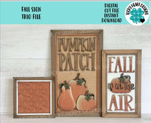 Load image into Gallery viewer, Fall Sign Trio Sign File SVG, Glowforge, Farmhouse, Pumpkin Patch, Gourd, LuckyheartDesignsCo