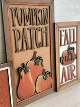 Load image into Gallery viewer, Fall Sign Trio Sign File SVG, Glowforge, Farmhouse, Pumpkin Patch, Gourd, LuckyheartDesignsCo