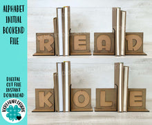 Load image into Gallery viewer, Alphabet Initial Softball Bookend File SVG, Glowforge, Reading, Books, Library, School, Home, Letters, Name Personalized LuckyHeartDesignsCo