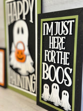 Load image into Gallery viewer, Halloween Ghost Sign Trio File SVG, Trick or Treat, BOO, Pumpkin, Witch, Jack-o-lantern, Tiered Tray Glowforge, LuckyHeartDesignsCo