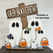 Load image into Gallery viewer, Our Boo Crew Family Ghost Standing File SVG, Halloween, Trick or Treat Pumpkin, Jack-o-lantern, Tiered Tray Glowforge, LuckyHeartDesignsCo