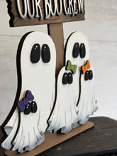 Load image into Gallery viewer, Our Boo Crew Family Ghost Standing File SVG, Halloween, Trick or Treat Pumpkin, Jack-o-lantern, Tiered Tray Glowforge, LuckyHeartDesignsCo