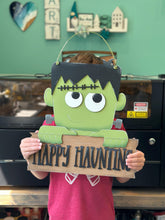 Load image into Gallery viewer, Frankenstein Halloween Door Hanger Sign File, Glowforge, Monster, Trick or Treat, LuckyHeartDesignsCo