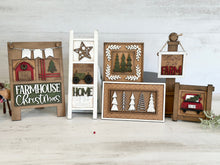 Load image into Gallery viewer, MINI Farmhouse Christmas Interchangeable Leaning Sign File SVG, Barn, Tractor, Truck Tree Rustic, Tiered Tray Glowforge, LuckyHeartDesignsCo