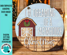 Load image into Gallery viewer, Barn Farmhouse Christmas Door Hanger File SVG, Holiday Glowforge, Rustic Holiday Decor, LuckyHeartDesignsCo