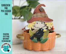 Load image into Gallery viewer, Scarecrow Fall Mug Hugger File SVG, Glowforge Tiered Tray, Tray Decor, Pumpkin, Leaf, Leaves, Gift, Topper, LuckyHeartDesignsCo