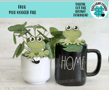 Load image into Gallery viewer, Frog Mug Hugger File SVG, Glowforge Tiered Tray, Tray Decor, Spring, Plant Hugger, Gift, Topper, LuckyHeartDesignsCo