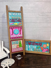 Load image into Gallery viewer, Christmas at the Beach Interchangeable Leaning Sign File SVG, Glowforge, Palm Tree, Shells, Tiered Tray, LuckyHeartDesignsCo