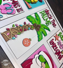 Load image into Gallery viewer, Christmas at the Beach Interchangeable Leaning Sign File SVG, Glowforge, Palm Tree, Shells, Tiered Tray, LuckyHeartDesignsCo