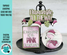 Load image into Gallery viewer, Flamingo Christmas Tiered Tray File SVG, Glowforge, Tropical, Santa, Palm Tree, LuckyHeartDesignsCo
