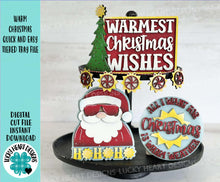 Load image into Gallery viewer, Warm Christmas Tiered Tray File SVG, Glowforge, Tropical, Sunglasses Santa, Palm Tree, LuckyHeartDesignsCo
