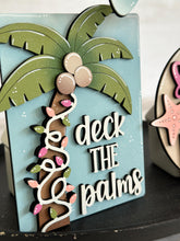 Load image into Gallery viewer, Christmas at the Beach Quick and Easy Tiered Tray File SVG, Glowforge, Tropical, Shells, Santa, Palm Tree, LuckyHeartDesignsCo