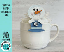 Load image into Gallery viewer, Snowman Winter Mug Hugger File SVG, Glowforge Tiered Tray, Tray Decor, Snowflake, Plant Hugger, Gift, Topper, LuckyHeartDesignsCo