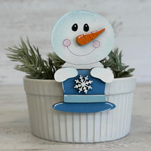 Load image into Gallery viewer, Snowman Winter Mug Hugger File SVG, Glowforge Tiered Tray, Tray Decor, Snowflake, Plant Hugger, Gift, Topper, LuckyHeartDesignsCo