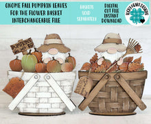 Load image into Gallery viewer, Gnome Fall Pumpkin Leaves For The Flower Basket Interchangeable File SVG, Fall Tiered Tray, Glowforge, LuckyHeartDesignsCo
