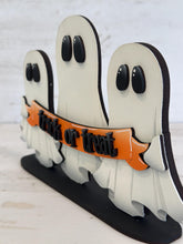 Load image into Gallery viewer, Ghost Trick or Treat Standing Halloween File SVG, Pumpkin, Witch, Jack-o-lantern, Tiered Tray Glowforge, LuckyHeartDesignsCo
