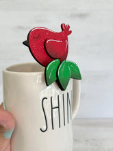 Load image into Gallery viewer, Bird Mug Hugger File SVG, Glowforge Tiered Tray, Tray Decor, Plant Topper, Cardinal, Gift, LuckyHeartDesignsCo