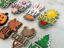 Load image into Gallery viewer, Seasonal Set Mug Hugger File SVG, Glowforge Tiered Tray, Tray Decor, Christmas, Fall, Halloween, Spring Holiday, Topper, LuckyHeartDesignsCo