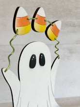 Load image into Gallery viewer, Ghost Pumpkin Candy Corn Standing File SVG, Witch, Jack-o-lantern, Halloween, Trick Or Treat Tiered Tray Glowforge, LuckyHeartDesignsCo