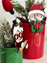 Load image into Gallery viewer, Santa Mrs. Claus Christmas Mug Hugger File SVG, Glowforge Tiered Tray, Tray Decor, Holiday, Topper, LuckyHeartDesignsCo