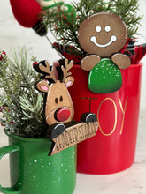 Load image into Gallery viewer, Gingerbread Man Reindeer Christmas Mug Hugger File SVG, Glowforge Tiered Tray, Tray Decor, Holiday, Topper, LuckyHeartDesignsCo