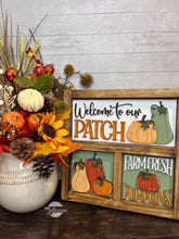 Load image into Gallery viewer, Pumpkins Please Fall Interchangeable Leaning Sign File SVG, Glowforge, Harvest, Patch, Leaves, LuckyHeartDesignsCo