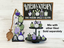 Load image into Gallery viewer, Stacking Witches Potions Halloween File SVG, Tier Tray, Trick or Treat, Glowforge Laser, LuckyHeartDesignsCo
