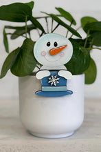 Load image into Gallery viewer, Snowman Winter Mug Hugger File SVG, Glowforge Tiered Tray, Tray Decor, Snowflake, Plant Hugger, Gift, Topper, LuckyHeartDesignsCo