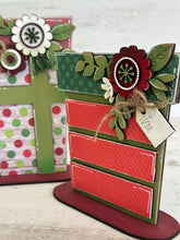 Load image into Gallery viewer, Layered Standing Floral Christmas Present File SVG, Holiday Gift, Flower, Birthday, Glowforge, LuckyHeartDesignsCo