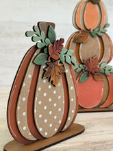 Load image into Gallery viewer, Chunky Layered Standing Floral Pumpkin File SVG, Fall Glowforge, Shelf Sitter, Gourd, Flower, LuckyHeartDesignsCo