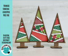 Load image into Gallery viewer, Triangle Standing Christmas Tree File SVG, Christmas mantle decor, Centerpiece, Farmhouse, glowforge, LuckyHeartDesignsCo