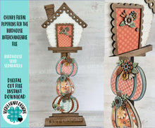Load image into Gallery viewer, Chunky Floral Pumpkins for the Birdhouse Interchangeable File SVG, Glowforge, Fall Flower Seasonal, Holiday, Bird house, LuckyHeartDesignsCo
