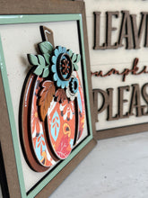 Load image into Gallery viewer, Fall Breeze Chunky Floral Pumpkin Sign File SVG, Glowforge, Flower, Farmhouse, Fall, Gourd, LuckyheartDesignsCo