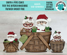Load image into Gallery viewer, Santa Mrs Claus For The Flower Basket Interchangeable File SVG, Christmas, TINY Holiday, Tiered Tray, Glowforge, LuckyHeartDesignsCo