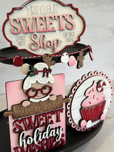 Load image into Gallery viewer, Mrs. Claus Sweet Shop Quick and Easy Tiered Tray File SVG, Glowforge Christmas, Candy cane, Gingerbread, LuckyHeartDesignsCo