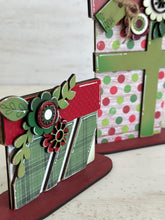 Load image into Gallery viewer, Layered Standing Floral Christmas Present File SVG, Holiday Gift, Flower, Birthday, Glowforge, LuckyHeartDesignsCo