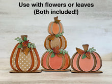 Load image into Gallery viewer, Chunky Layered Standing Floral Pumpkin File SVG, Fall Glowforge, Shelf Sitter, Gourd, Flower, LuckyHeartDesignsCo