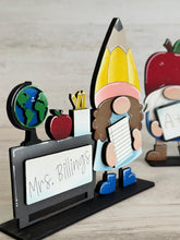 Load image into Gallery viewer, Teacher School Gnomes Tiered Tray File SVG, Glowforge, Classroom, Teacher Gift, Personalized, LuckyHeartDesignsCo