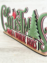 Load image into Gallery viewer, Christmas Wishes Shelf Sitter Christmas Standing Sign File SVG, Santa Tree Ornament Mantle decor Centerpiece, glowforge, LuckyHeartDesignsCo